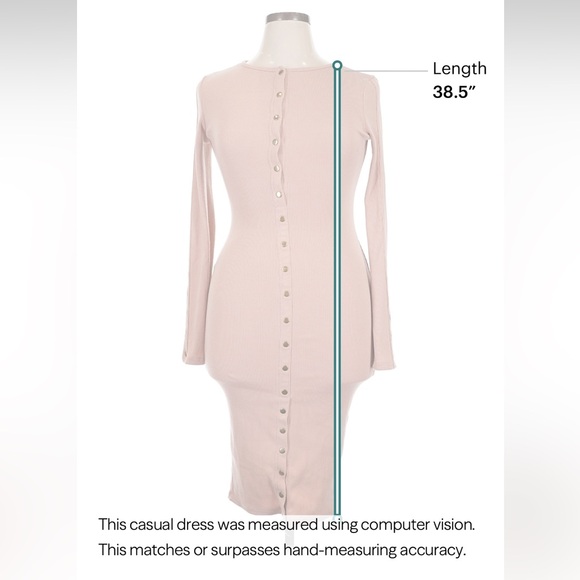 Fashion Nova Mauve Ribbed Button Midi Vintage Jams Dress Long Sleeve Bodycon - Picture 6 of 7